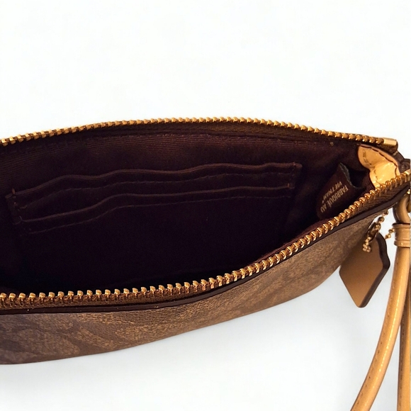 Coach Signature PVC Wristlet – Khaki/Saddle 2 – EUC - Picture 9 of 9